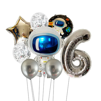 Outer Space 0-9 Number Balloon Kit Astronaut Spaceman Rocket Foil Globos For Boy Kids Galaxy Theme Birthday Party Decor Supplies