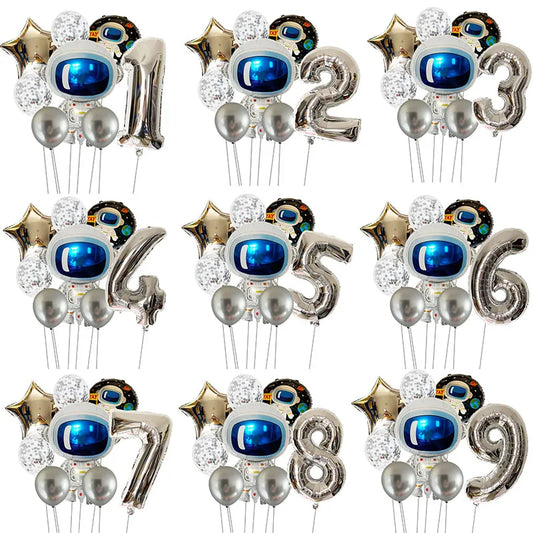 Outer Space 0-9 Number Balloon Kit Astronaut Spaceman Rocket Foil Globos For Boy Kids Galaxy Theme Birthday Party Decor Supplies