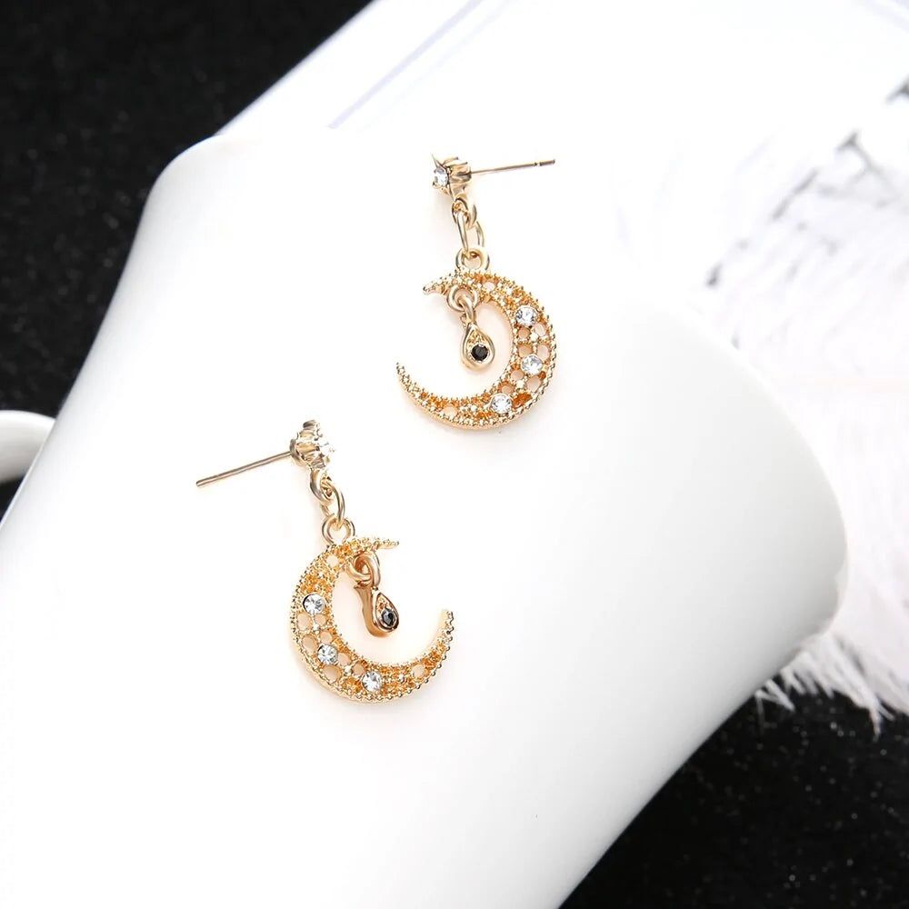 Crystal Moon Star Earrings