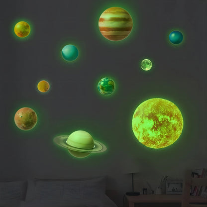 Luminous Astronaut Star Moon Wall Sticker Bedroom Kids Room Home Decoration Wallpaper Glow In The Dark Self-adhesive Decals