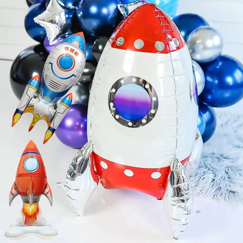 3D Rocket Balloons Astronaut Foil balloon Outer Space Spaceship ET Ballon For Birthday Party Decorations Boy Kids Baloons Toys