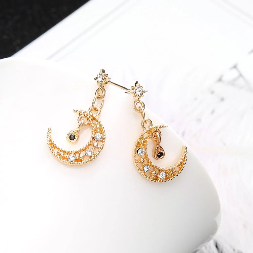 Crystal Moon Star Earrings