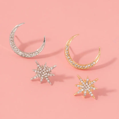 Star and Moon Drop Earrings