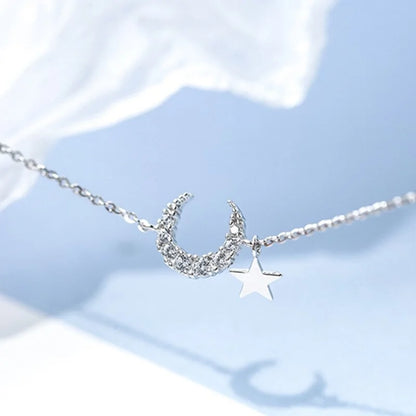 OBEAR Silver-Plated Moon and Star Zirconia Bracelet